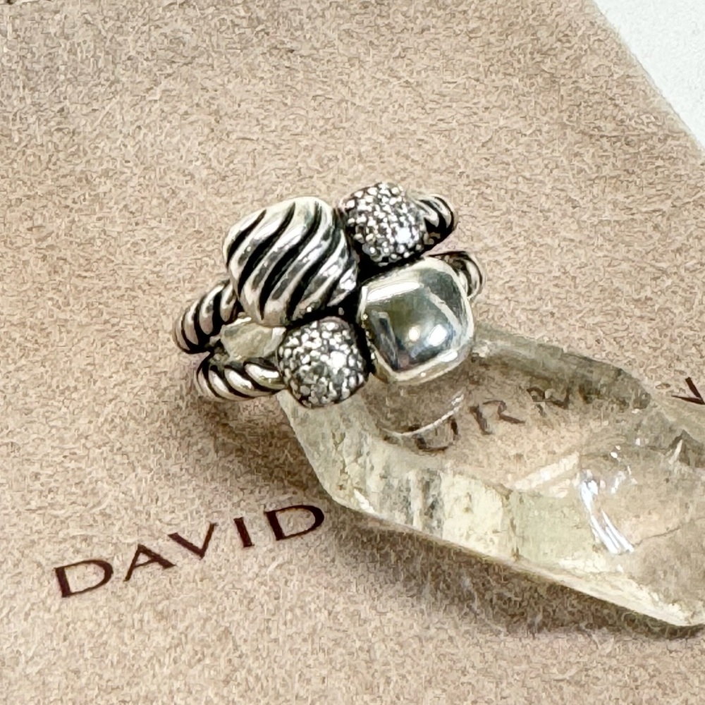 David Yurman Diamond Small Chiclet Ring .925